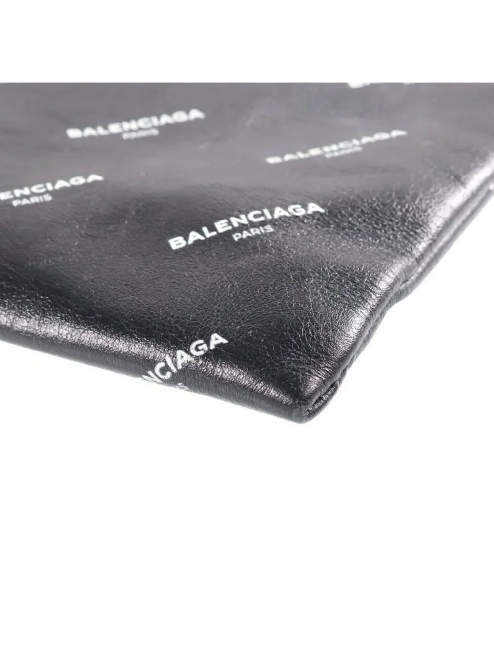 Balenciaga Logo Clutch Handbag Black